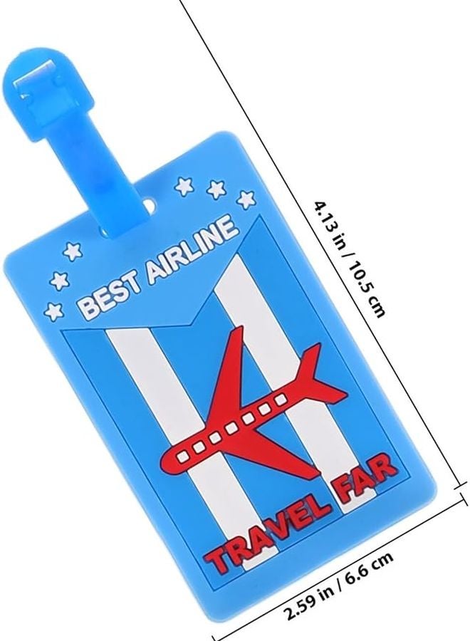 5Pcs PVC Cartoon Luggage Tags For Travel Suitcase With Airplane Hot Air Balloon Designs - Image 2